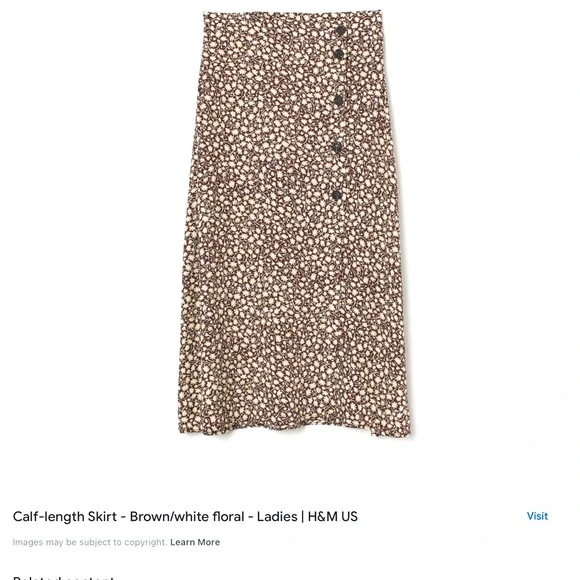 H&M Skirts Hm Nwt Brownfloral Midi Slip Skirt Size Poshmark